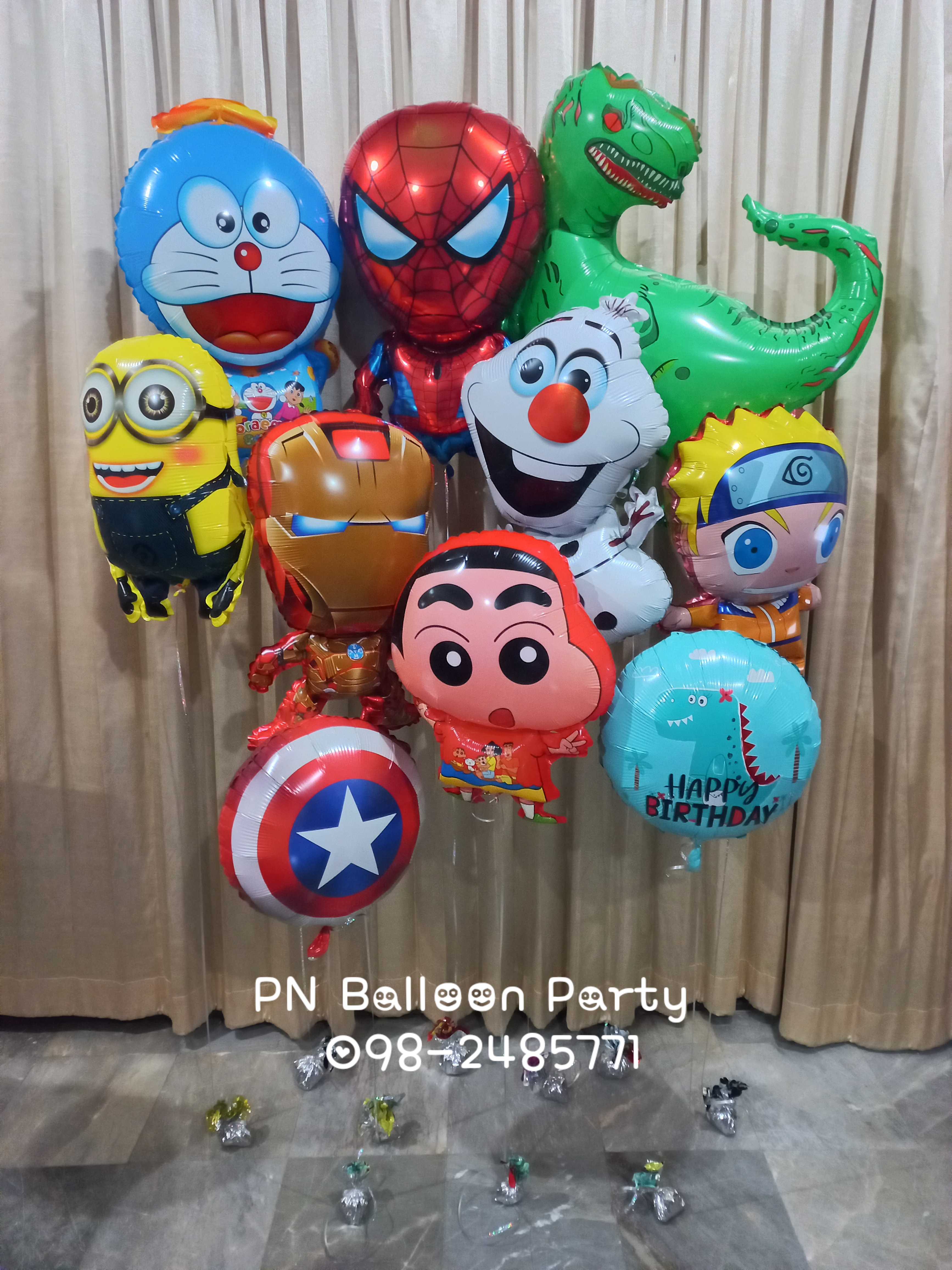 ช่อลูกโป่งการ์ตูน คละแบบ 10 ลาย ใน งบ 2000฿