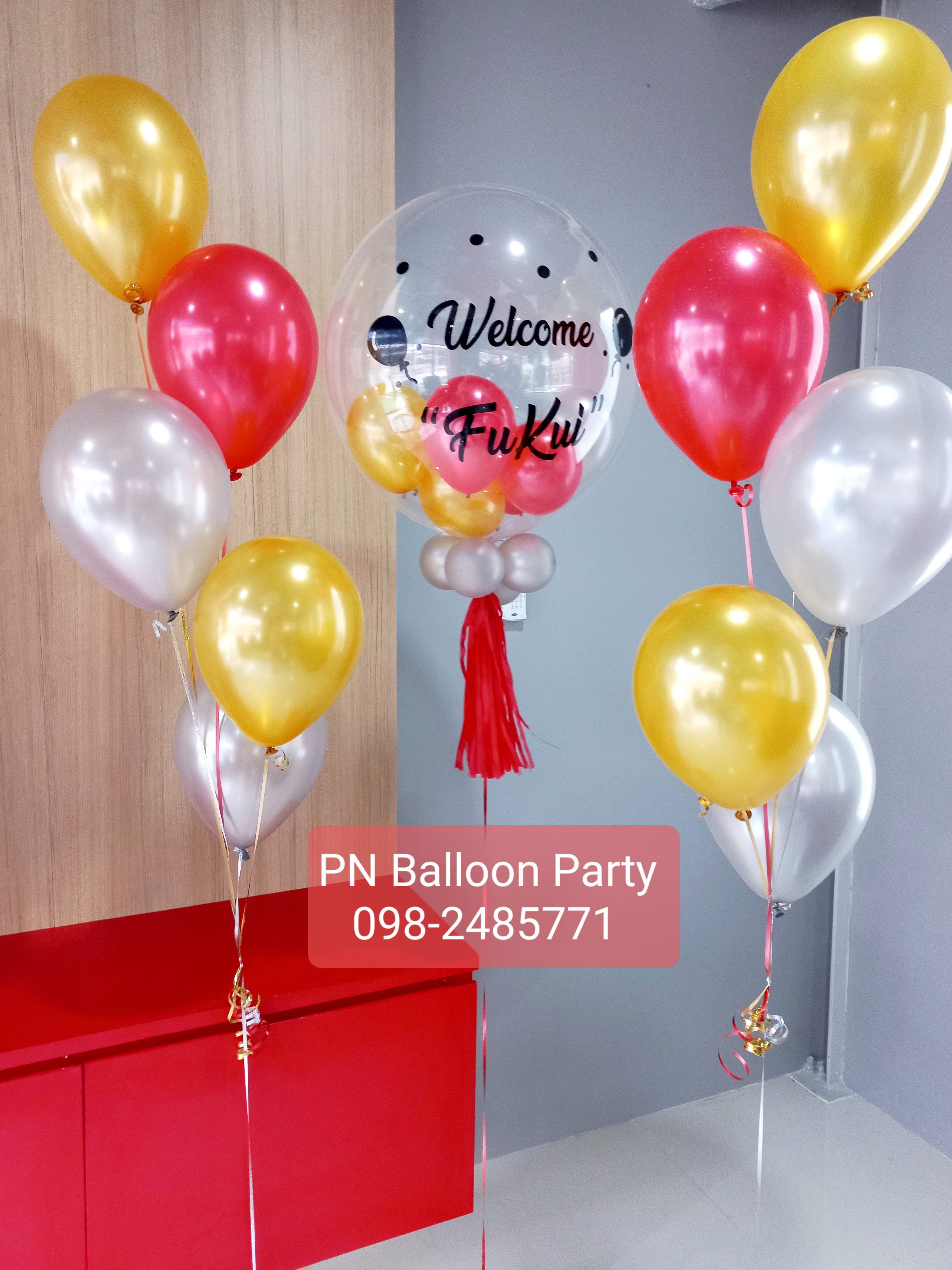 SET ช่อลูกโป่งบับเบิ้ลญี่ปุ่น พร้อมข้อความ+พู่ Bubble Balloons Colorful