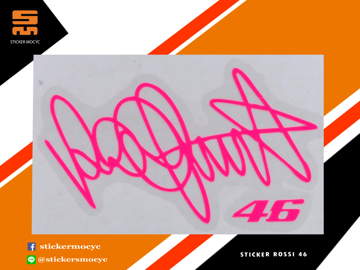 สติ๊กเกอร์ Rossi 46 Sticker Rossi 46 สีบานเย็น 1 ชิ้น ขนาด 4 x 7 ซม.