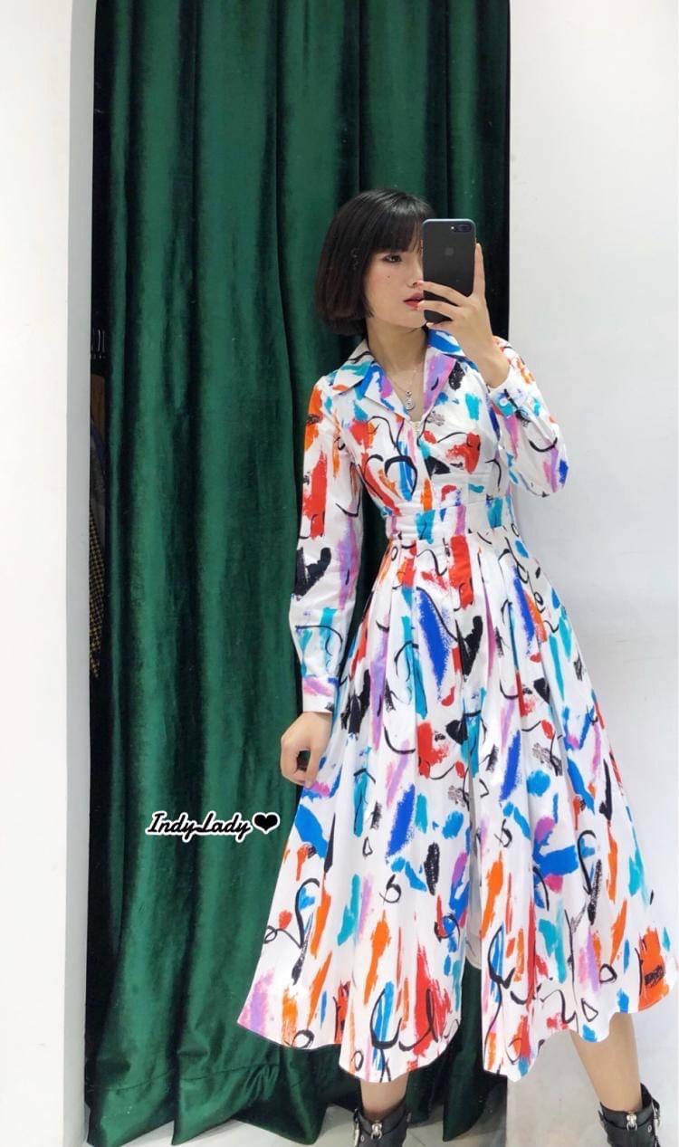 Dress ทรงสวย พิมพ์ลายสีสดใส