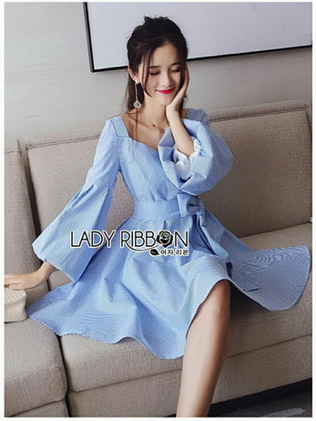 Baby Blue Mini Dress with Ribbon
