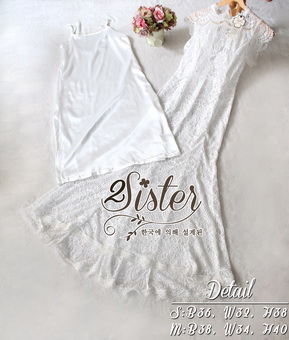2Sister Made, White Elegant Sexy Maxi Dress แม็กซี่เดรสลูกไม้สีขาว เ