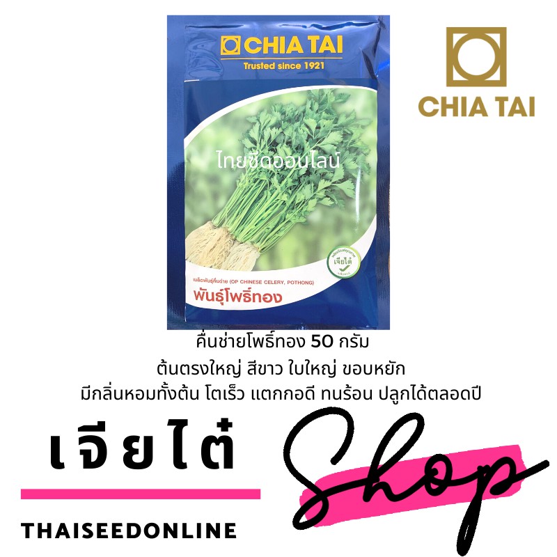ใหม่ หมดอายุ 11/69 เมล็ดพันธุ์ คื่นฉ่ายโพธิ์ทอง 50 กรัม ตราเจียไต๋ Celery คื่นช่าย ขึ้นช่าย คื่นฉ่าย ขึ้นฉ่าย