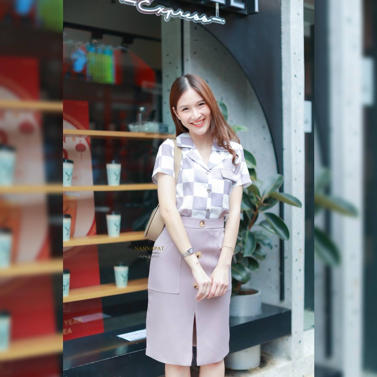 เซทกระดุมหน้า ลายสก็อต