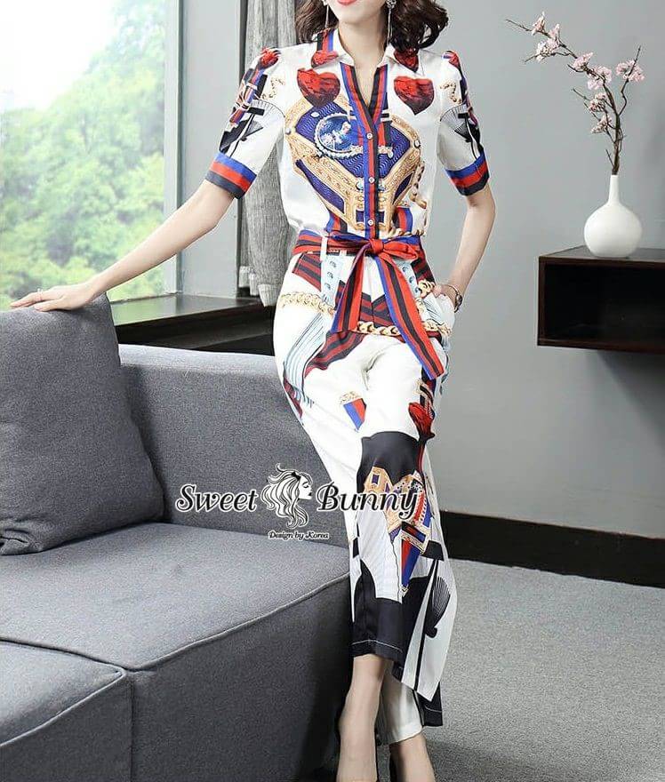 เสื้อเชิ้ตคอวีแขนสั้น กระดุมหน้า เสื้อทรงสวย