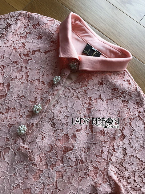 Pink Lace Mini Dress Lady Ribbon มินิเดรส