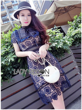 Lady Ribbon ขายส่งเสื้อผ้าออนไลน์พร้อมส่งของแท้ LR02220716 🎀 Lady Ribbon's Made 🎀 Self-Portrait Louisa Guipure Lace Dress