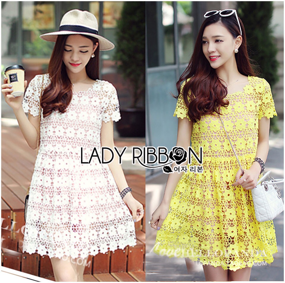 Ladyribbon Lady Ribbon เสื้อผ้าราคาส่ง เสื้อผ้า Lady Ribbon ราคาส่ง เลดี้ริบบอน LR04260216 🎀 Lady Ribbon's Made 🎀 Lady Sarina Sweet Feminine Lace Dress เ