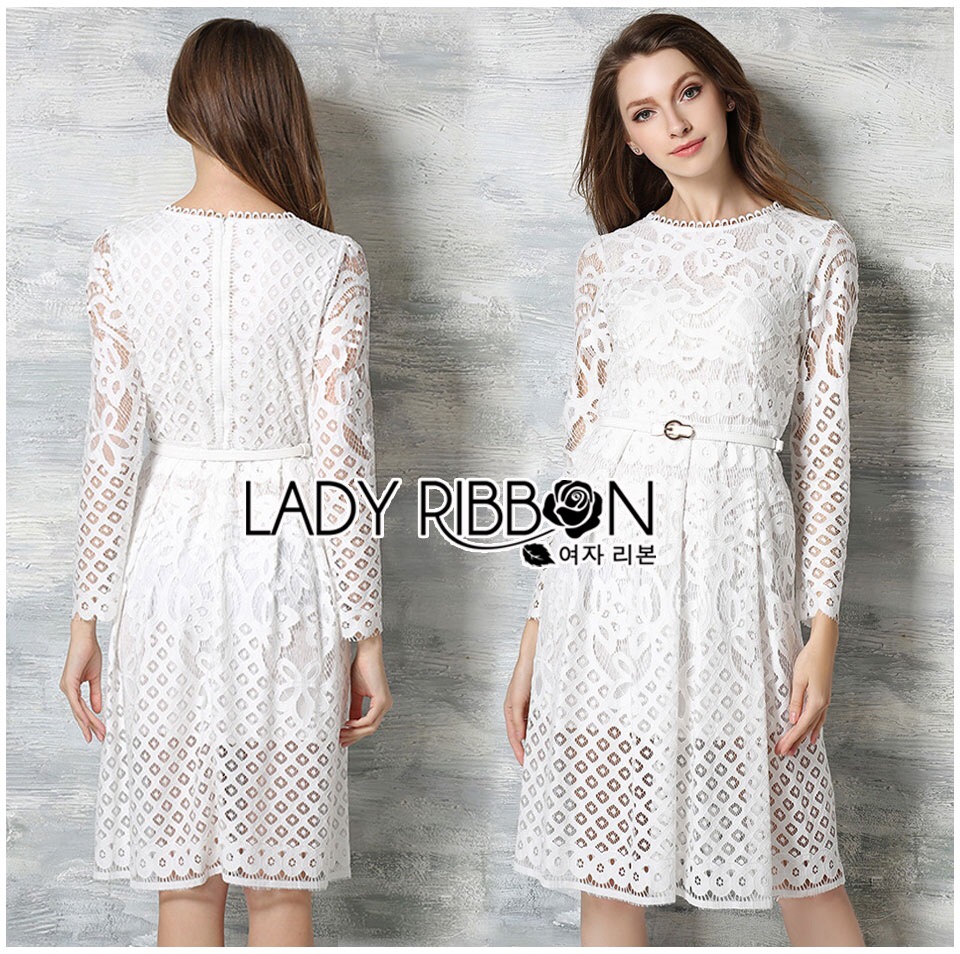 ladyribbon Lady Ribbon เสื้อผ้าพร้อมส่ง เสื้อผ้า Lady Ribbon พร้อมส่ง เลดี้ริบบอน Lady Ribbon's Made 🎀 ady Taylor Royal Princess Lace Dress with Belt เดรสผ้าลูกไม้