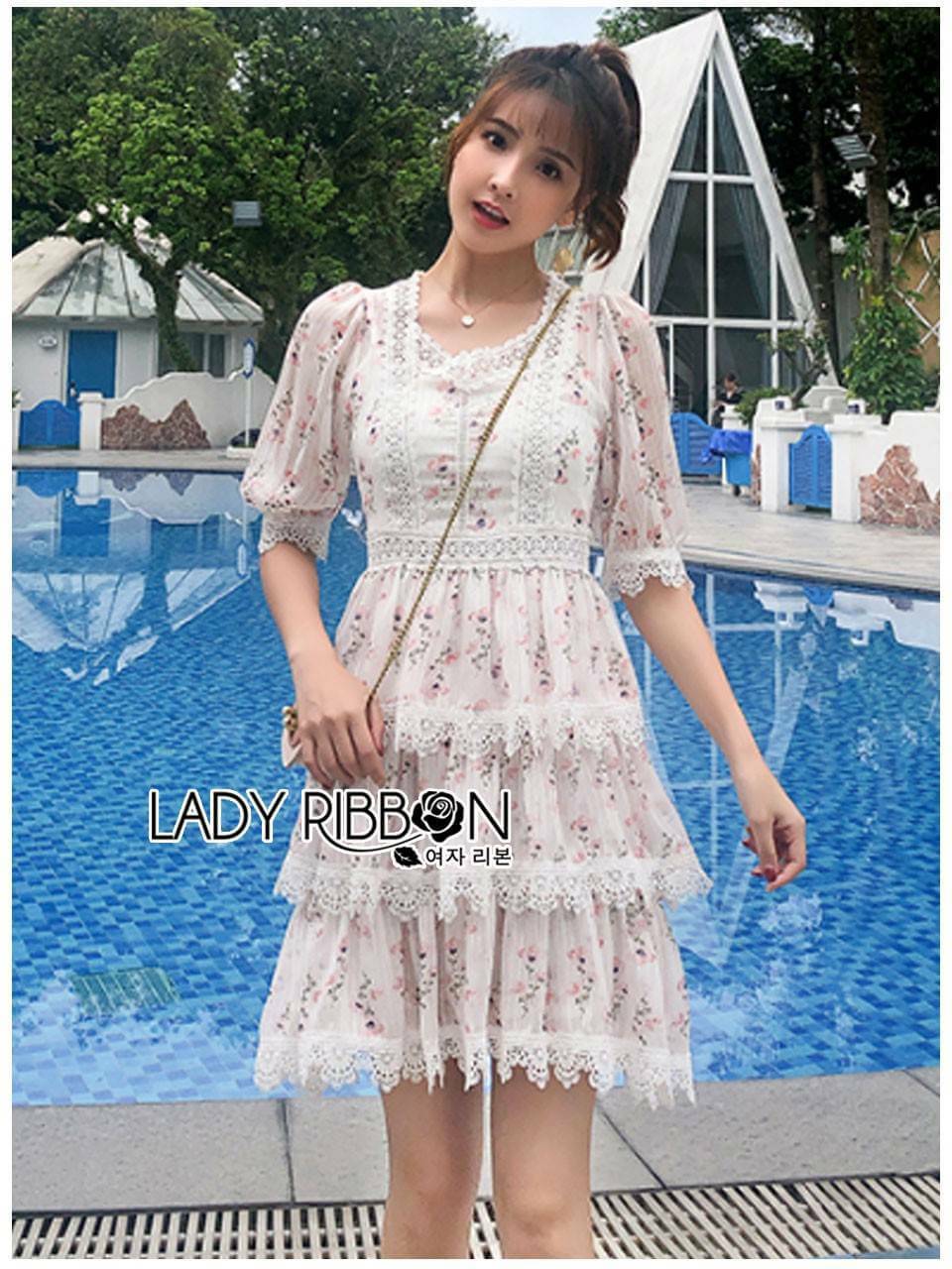 And Ruffled Silk Dress เดรสผ้าซิลเนื้อดีพิมพ์ลายดอกไม้