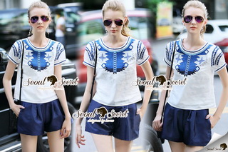 SS09010916 Seoul Secret Say's... Chic Bohe Style Stickly Set Material : เซ็ทเก๋ๆ ลุคสาวโบฮีเมียน