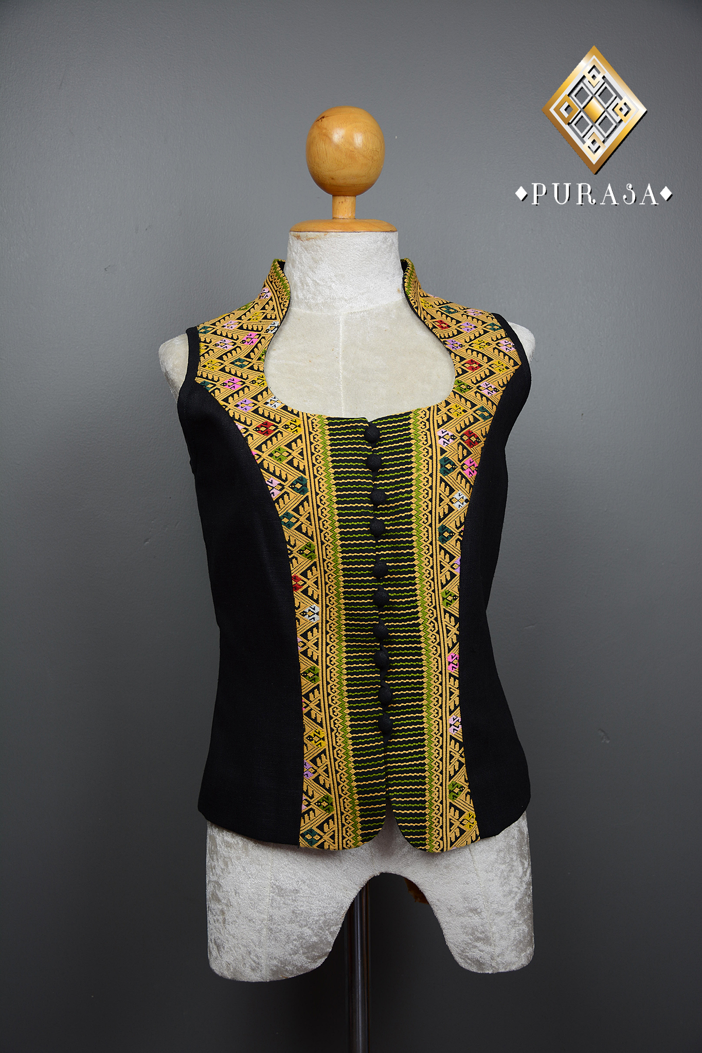 PUS027 เสื้อผ้าลินินแต่งตีนจก