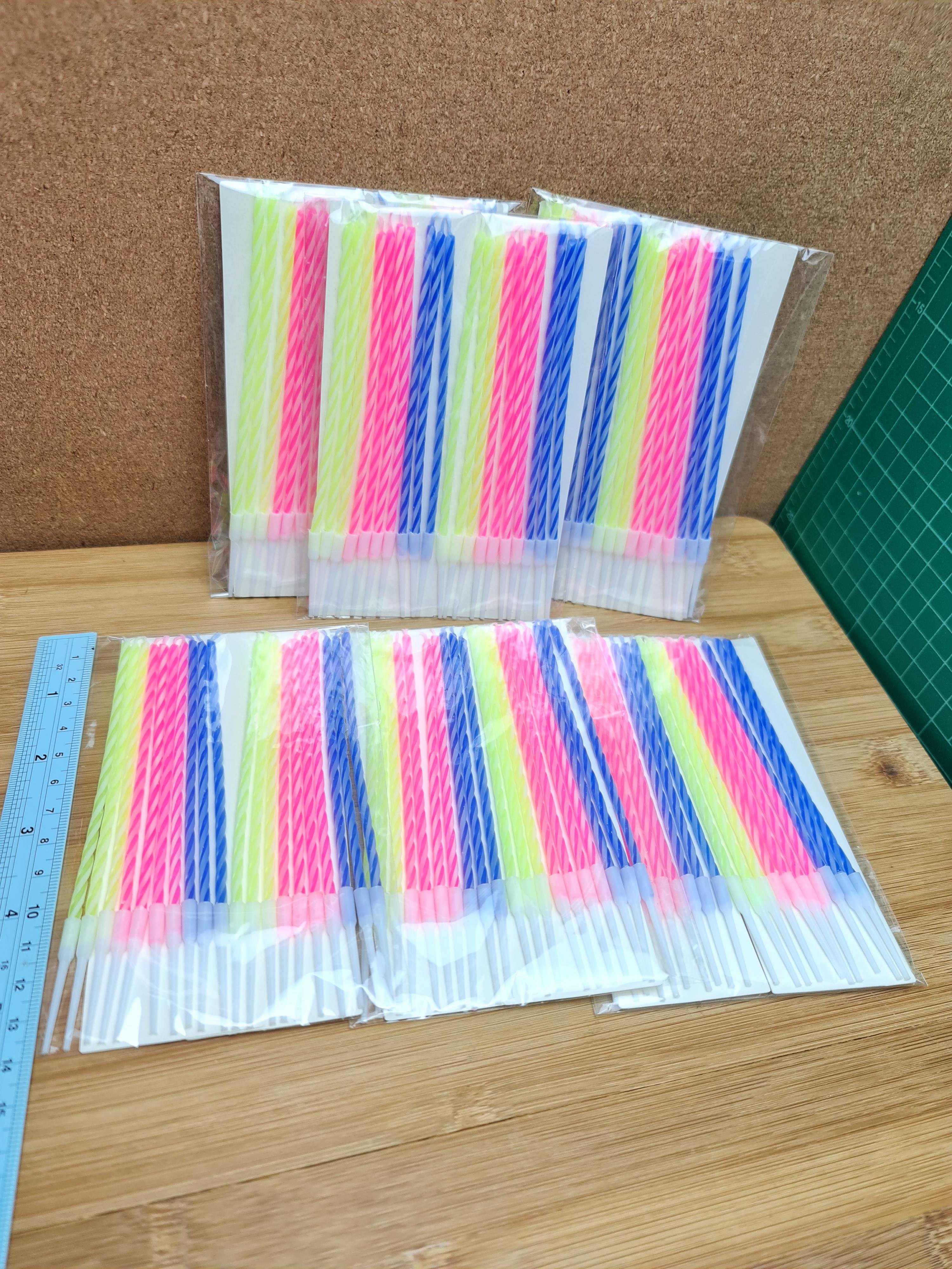 เทียนผอม 20แท่ง×6แพ็ค ยาว13.5cm.เทียน+ฐานปัก เทียนวันเกิด เค้กวันเกิด