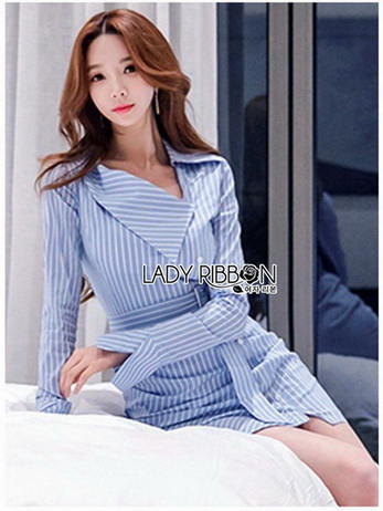 Lady Jennifer Sexy Chic Striped Shirt Dress