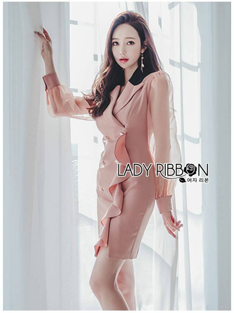 มินิเดรสผ้าเครปทรงสูทปก