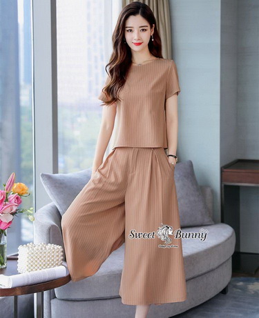 เสื้อกางเกงงานเกาหลี ผ้าทอเนื้อดีผ้านุ่ม