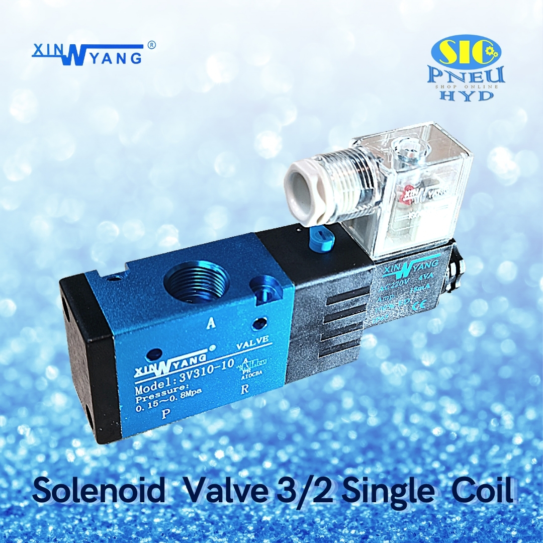 3V310 : SOLENOID VALVE XINYANG โซลินอยด์วาล์ว 3/2 SINGLE COIL PORT 3/8" PT