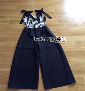 Lady Ribbon Striped Jumpsuit จัมป์สูท