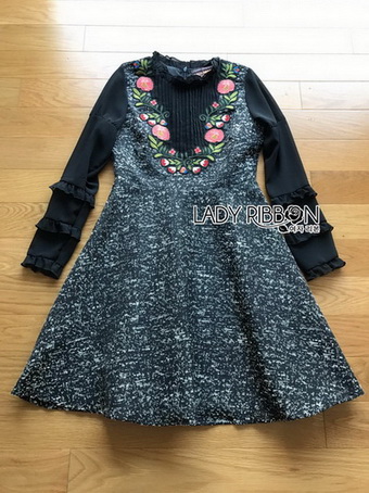 Lady Heidi Flower Black Tweed Dress