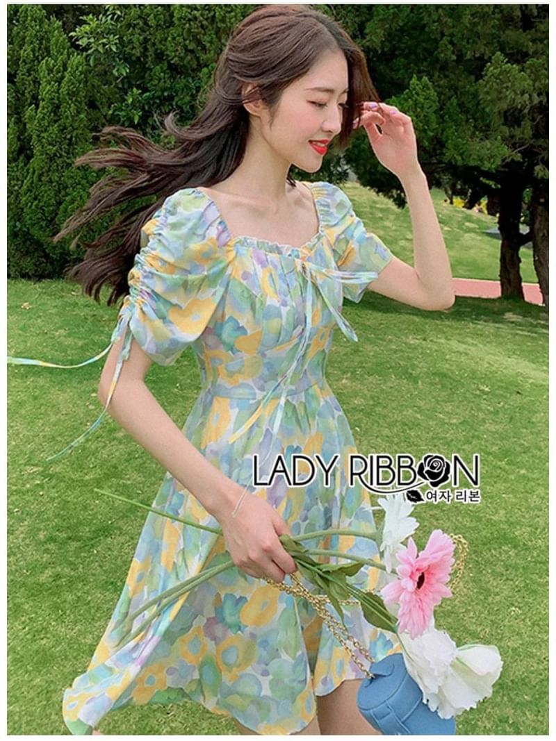 มินิเดรสผ้าปลิ้นลายสีพาสเทล