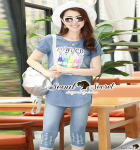 เสื้อผ้าแฟชั่นเกาหลีงานเก๋ด้วยเนื้อผ้ายีนส์ผสมคอตตอน