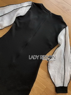 Sleeve Black T-Shirt Lady Ribbon Dress