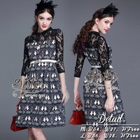 ST10310716 🍀สินค้าพร้อมส่ง🍀 한국에 의해 설계된 2Sister Made, Eastern Style Dress with Belt เดรสลุคเรียบหรู เนื้อผ้าผสมsilkหนาเกรดดี พิมพ์
