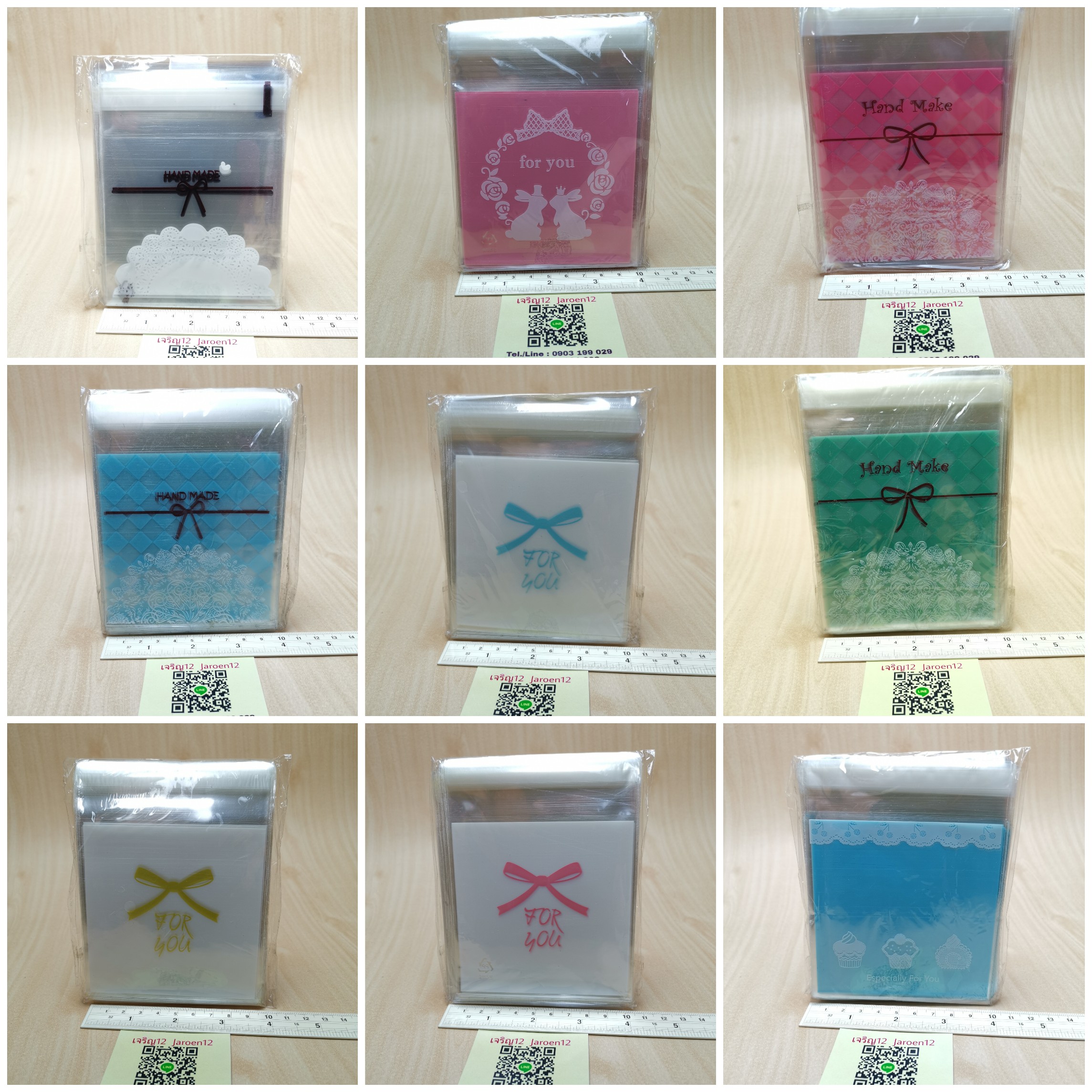 ถุงฝากาว 10×10+3cm. ชุด2/5 ~100ใบ/แพ๊ค/1ลาย เลือกลายได้ พลาสติก แพ็คเกจ เบเกอรี่ j12