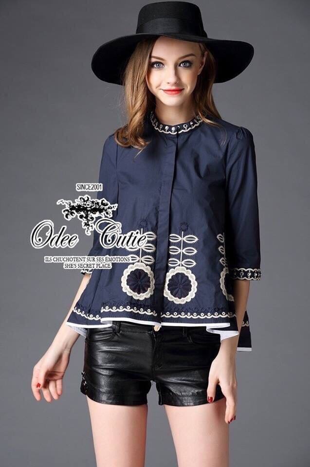 Lady Ribbon Online OC 12060616 ♔Tribes embroidery cotton blouse♔