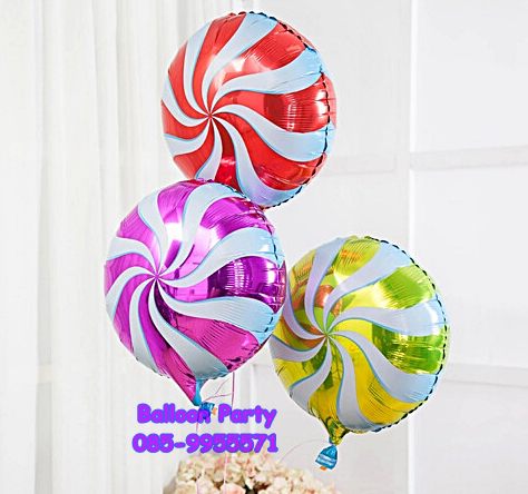 ลูกโป่งอมยิ้ม แคนดี้ ลูกกวาด สีชมพู Round Shape Candy Foil Balloon