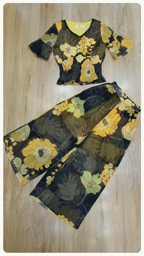 เซ็ทเสื้อกางเกงงานเกาหลีผ้าชีฟองเกาหลี