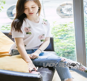Lady Ribbon T-Shirt and Denim Jeans Set
