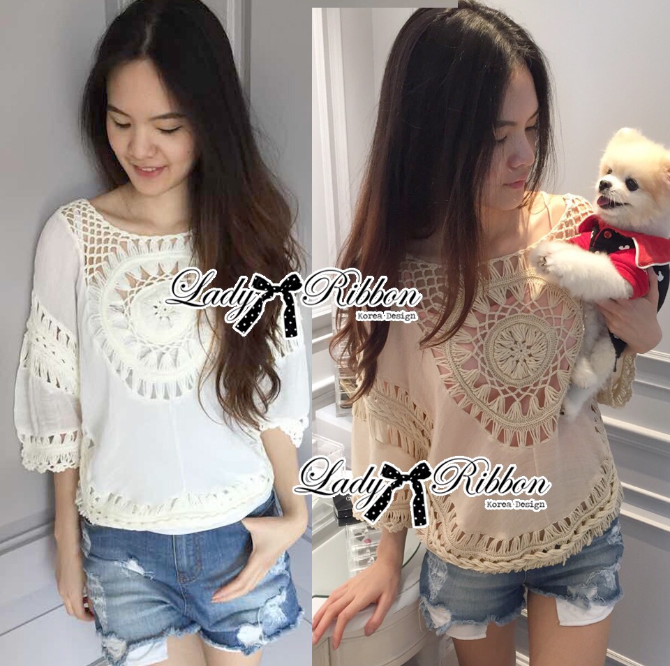 ladyribbon Lady Ribbon เสื้อผ้าพร้อมส่ง เสื้อผ้า Lady Ribbon พร้อมส่ง เลดี้ริบบอน 🎀 Lady Ribbon's Made 🎀 Lady Ava Beach Island Sexy Crochet Top