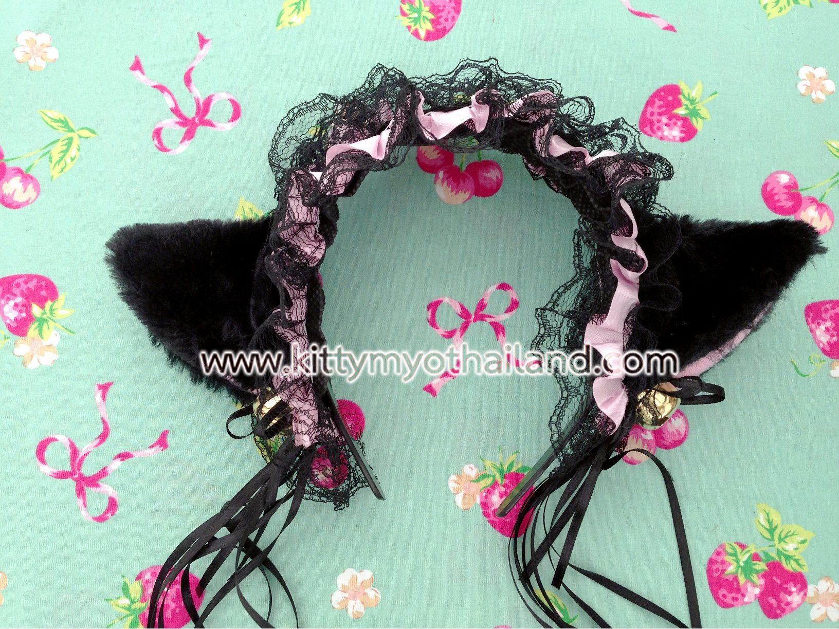 ที่คาดผมหูแมวโลลิต้า (สีดำ-ชมพู)