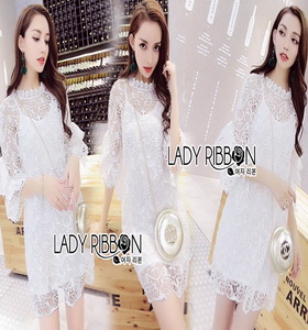 Lady Ribbon White Lace Dress