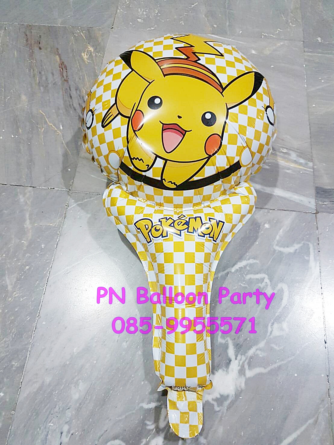 ลูกโป่งโปเกมอน ลายปิกาจู มี 2 ลายในใบเดียวกัน แบบมือถือเขย่า Pokemon Pikachu Balloon