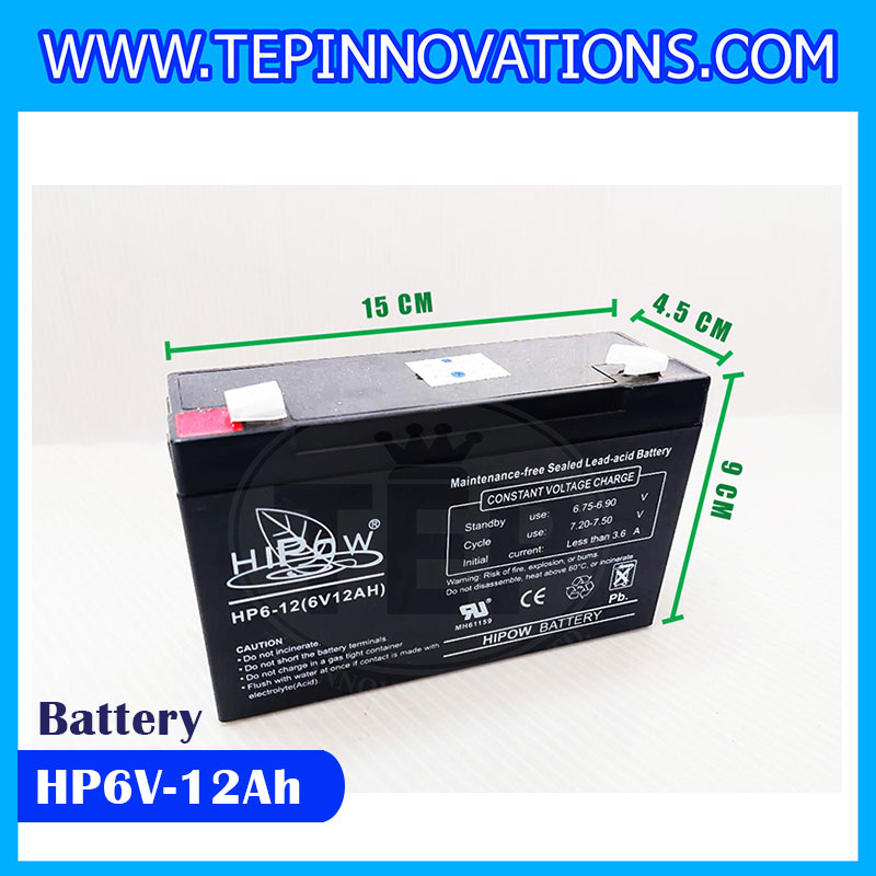 แบตเตอรี่อะไหล่เครื่องชั่ง HIPOW Battery 6V 12Ah, แบตหน้าจอเครื่องชั่ง, แบตเตอรีแบบแห้ง, แบตเตอรี่เครื่องชั่งแขวน OCS-XZ