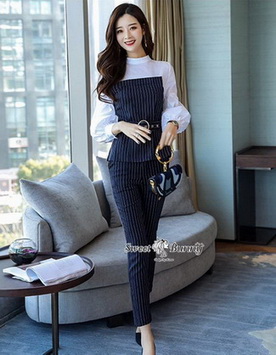 เสื้อกางเกงผ้าทอลายงานเกาหลี