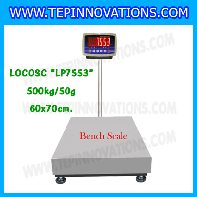เครื่องชั่งดิจิตอล500kg ขนาดแท่น 60x70cm. พิกัดน้ำหนัก 500kg ค่าละเอียด 50g ยี่ห้อ LOCOSC รุ่น LP7553