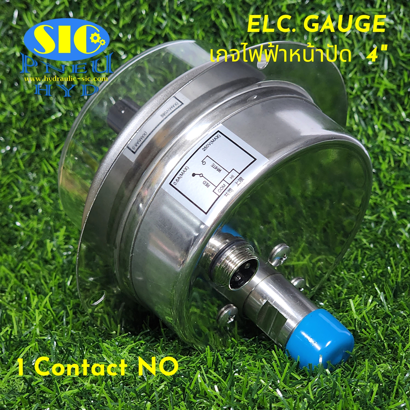 455-1A Electric Gauge 1 Contract NO เกจคอนแทรคไฟฟ้า , หน้าปัด 4" , เกลียวออกหลังล่าง