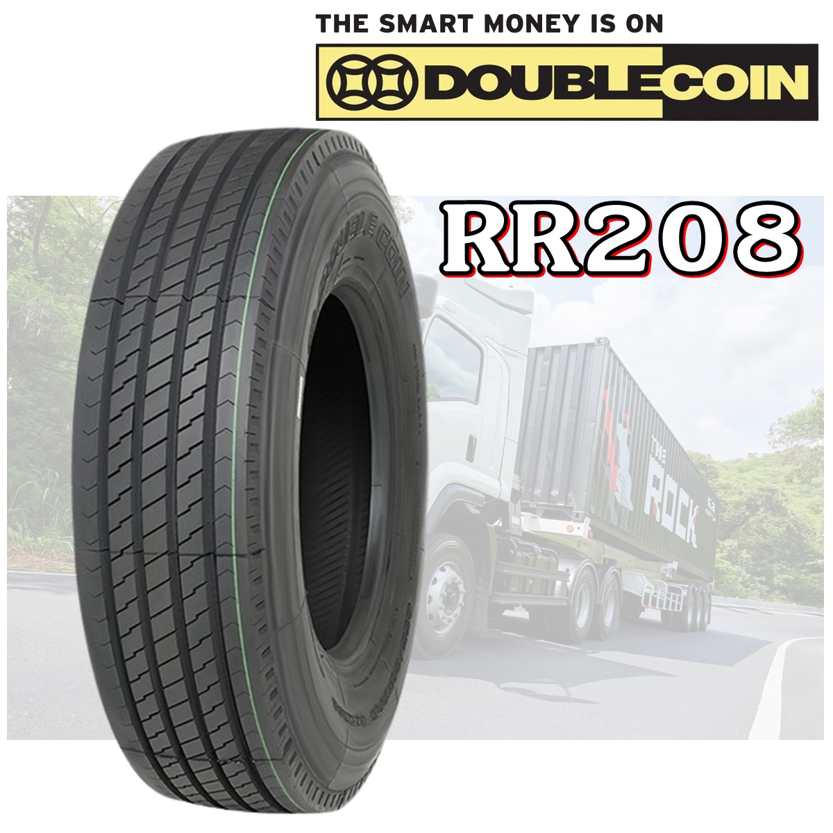 ยางรถบรรทุก เรเดียล ขนาด 295/80R22.5 รุ่น RR208 18PR ยี่ห้อ DOUBLE COIN