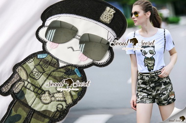 Lady Ribbon Online เสื้อผ้า ออนไลน์ ของแท้ SS12230616 Seoul Secret Say's .... Girly Soilder Smarty T-Shorts Set