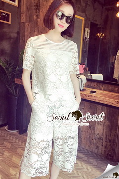 Lady Ribbon Online เสื้อผ้าออนไลน์ ขายส่งของแท้พร้อมส่ง Seoul Secret SS14250716 Seoul Secret Say's ....IVory Flora Lace Set