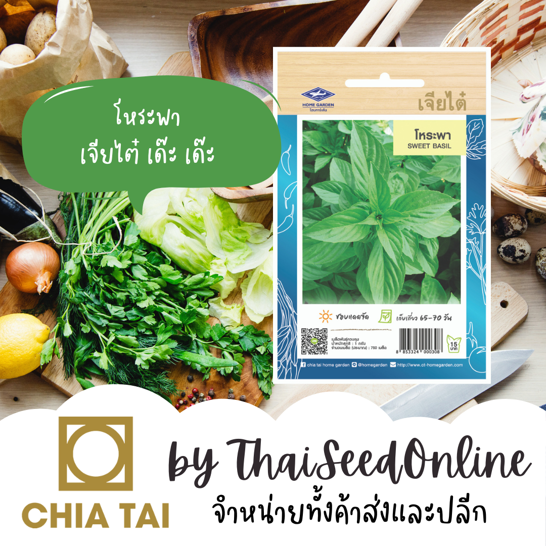 CTOP เมล็ดพันธุ์ โหระพา 750 เมล็ด ตราเจียไต๋ Sweet Basil