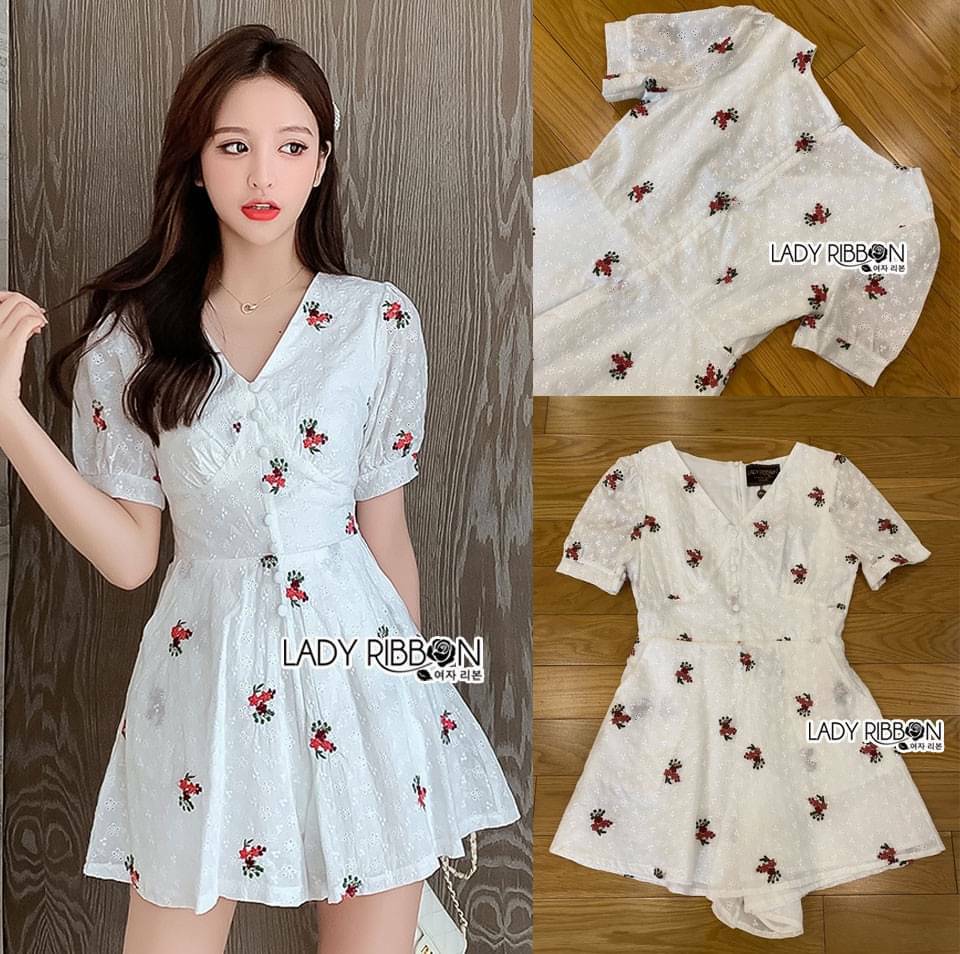Playsuit เพลสูทคอตตอนสีขาว