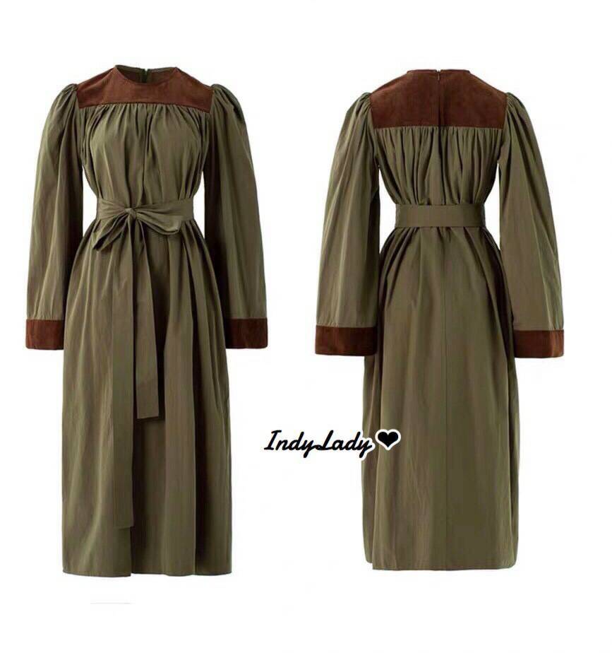Dress แขนยาว แต่งขอบคอ