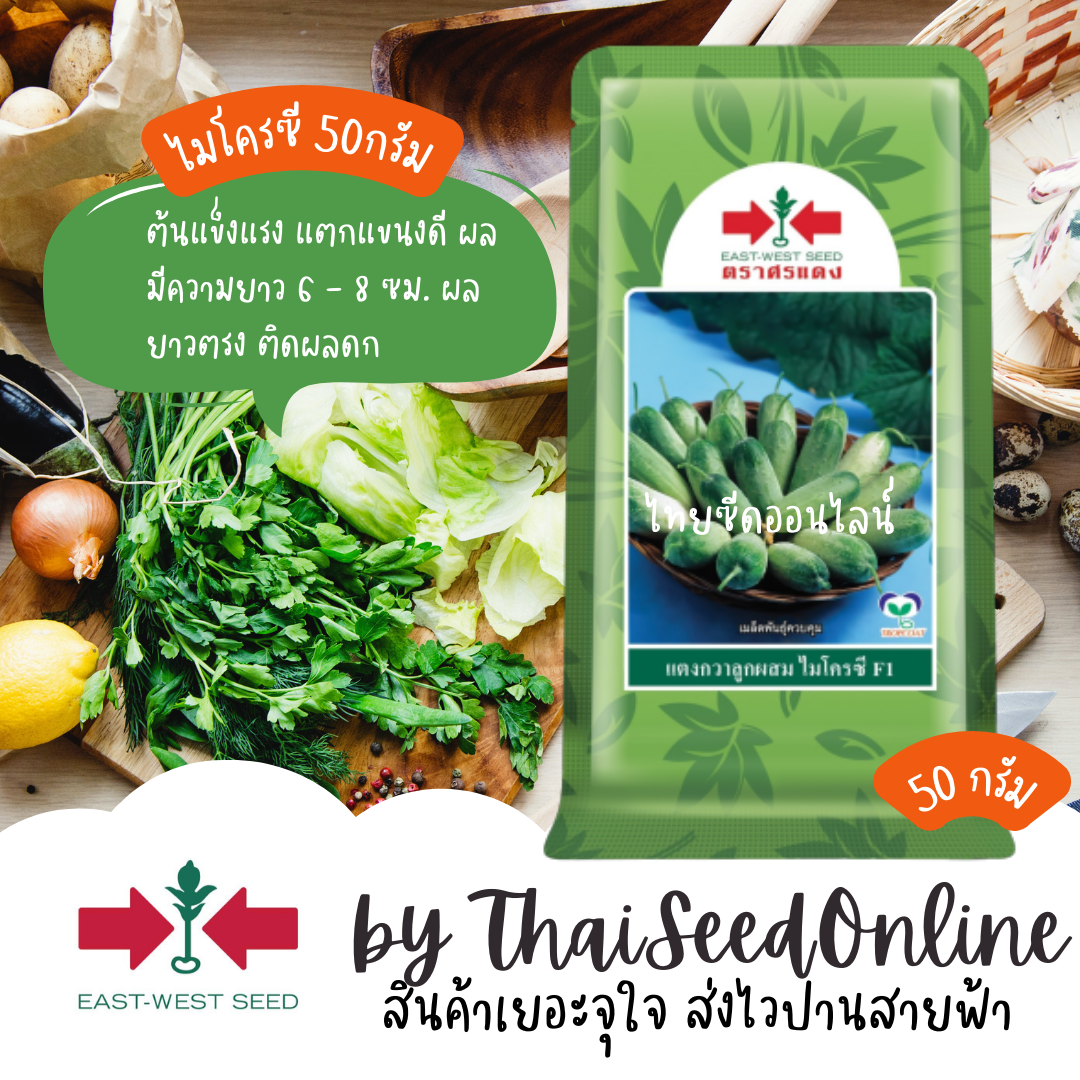 EWCOM เมล็ดพันธุ์ แตงกวาไมโครซี 50 กรัม ตราศรแดง Cucumber