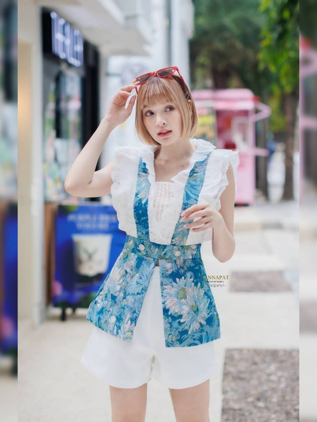 เซทผ้าทอลายสีฟ้า