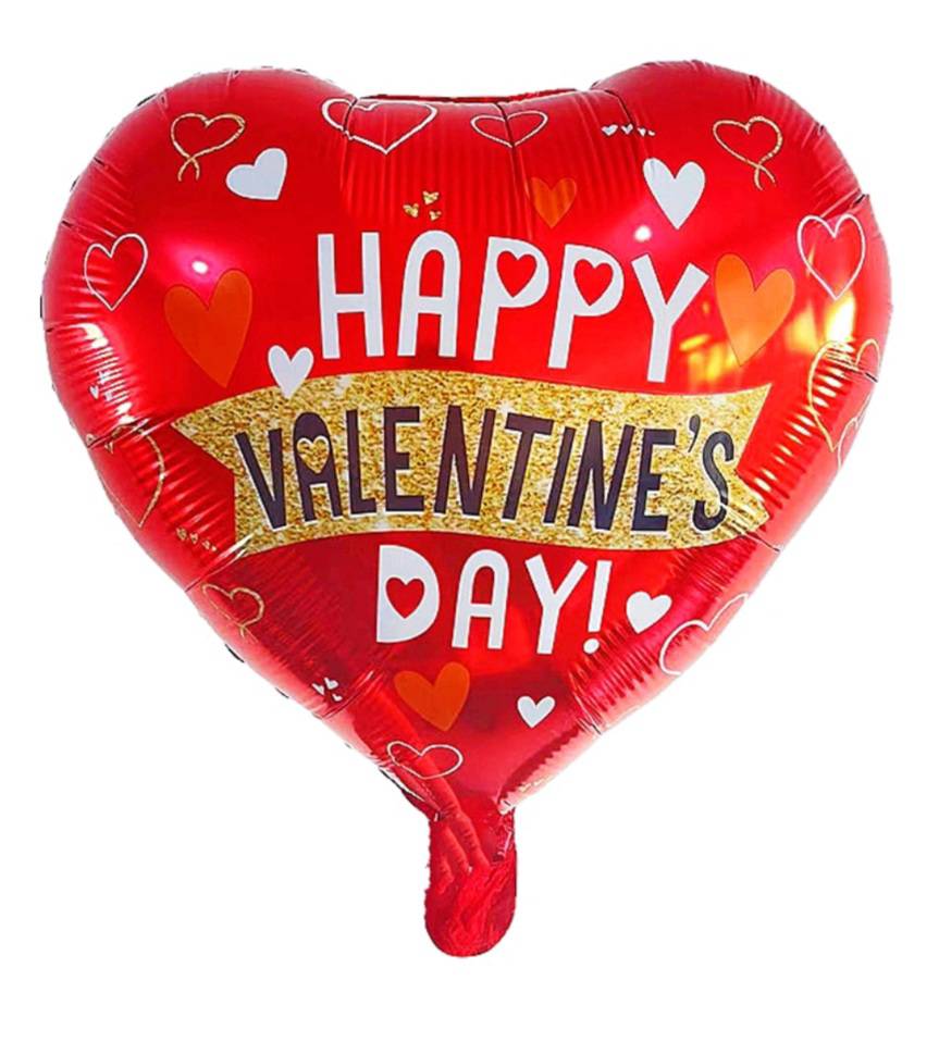 ลูกโป่งหัวใจ Happy Valentine's Day ขนาด18 นิ้ว Heart Foil Balloon