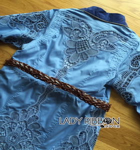 Gucci Blue Denim Shirt Lady Ribbon Dress เชิ้ตเดรส